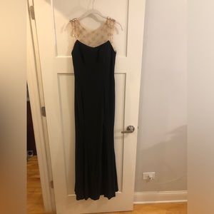 Terani Couture black bejeweled back sleeveless gown size 4